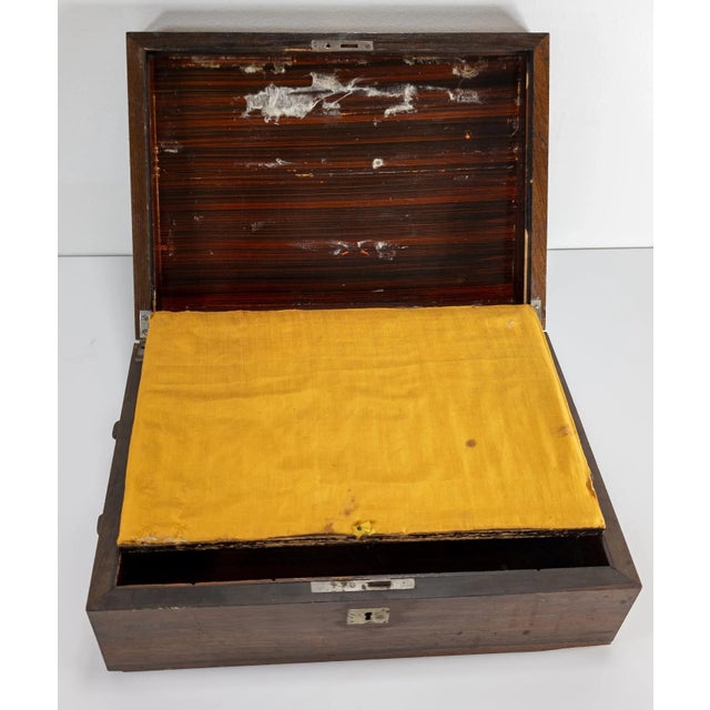 19th Century Rosewood Veneer Stationary Writing Box for Restoration For Sale - Image 11 of 12