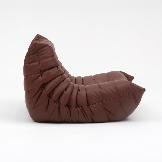 Togo Fireside Chair and Ottoman in Italian Chestnut Leather - Restored Vintage Ligne Roset For Sale - Image 13 of 17