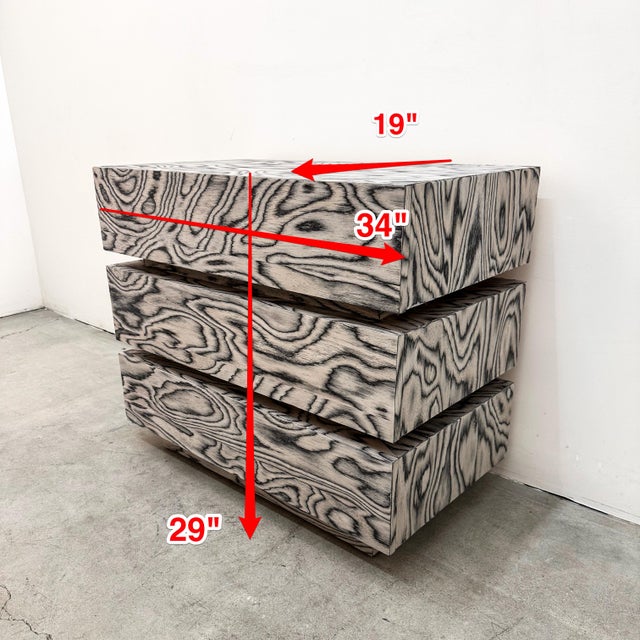 Vintage 1980s Postmodern Grey Three Drawer Dresser Tall Boy For Sale - Image 10 of 10