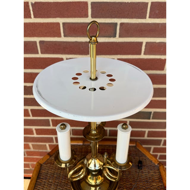 1960s Maison Janson Style Brass and Red Toleware Bouillotte Table Lamp For Sale In Mobile - Image 6 of 12