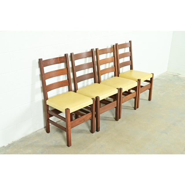 Stickley Gustav Stickley Antique Mission Oak Arts & Crafts Ladder Back Dining Chairs, Set of Four For Sale - Image 4 of 13