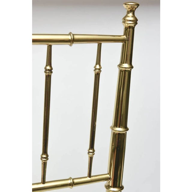 Vintage Italian Chiavari Faux Bamboo Brass and Upholstered Side Chair Restored MCM For Sale - Image 10 of 10