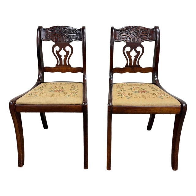Vintage Associated Factories Duncan Phyfe Regency Style Mahogany Dining Chairs For Sale