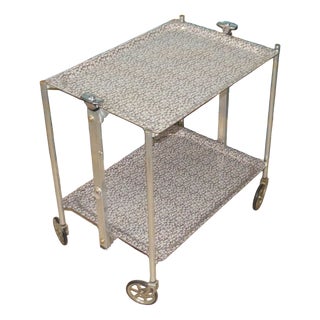 French Dinett Mille Fleurs Bar Cart from Textable de Levallois Perret, 1970s For Sale
