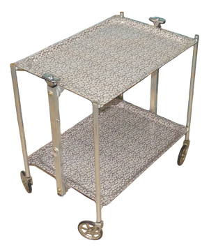 French Dinett Mille Fleurs Bar Cart from Textable de Levallois Perret, 1970s