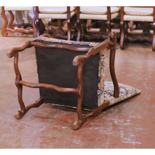 Louis XIII Style Oak Dining Room Armchairs With Tapestry Upholstery, Set of 12 For Sale - Image 10 of 10