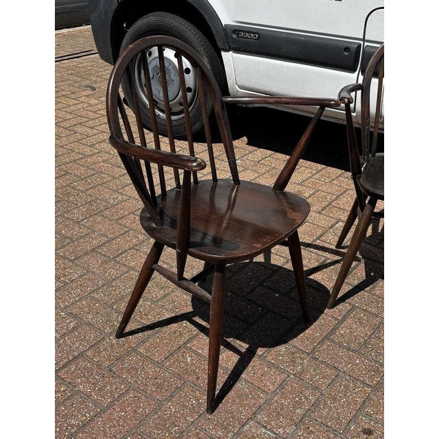 Ercol Set Of 4 Windsor Armchairs / Dining Chairs. 1960's Blue Label Ercol. Sizes :- 83 cms tall, 60 cms wide, 43 cms seat...