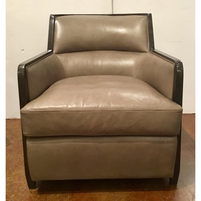 Caracole Modern Manhattan Taupe Leather Club Chair | Chairish