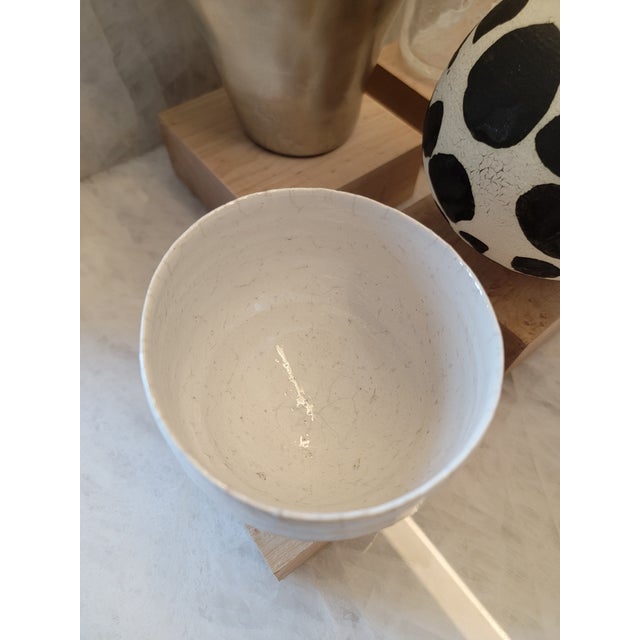 Handmade Japanese Crackle Glaze Ceramic Chawan Matcha Bowl by Yoshio Kangawa - One of a Kind For Sale - Image 10 of 12