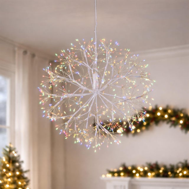Add a burst of sparkle and color to your seasonal décor with the Multicolor LED Hanging Orb. Measuring 17.5 inches in...