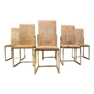 Brass Dining Chairs from Belgochrom, 1970s, Set of 6 For Sale