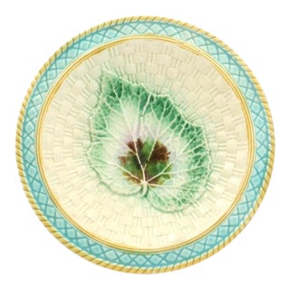 Antique Majolica Begonia Leaf Dish For Sale