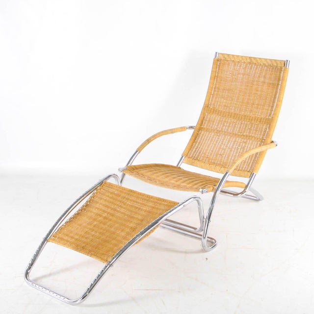 Wicker and Chrome Chaise Longue, 1970s For Sale - Image 17 of 17
