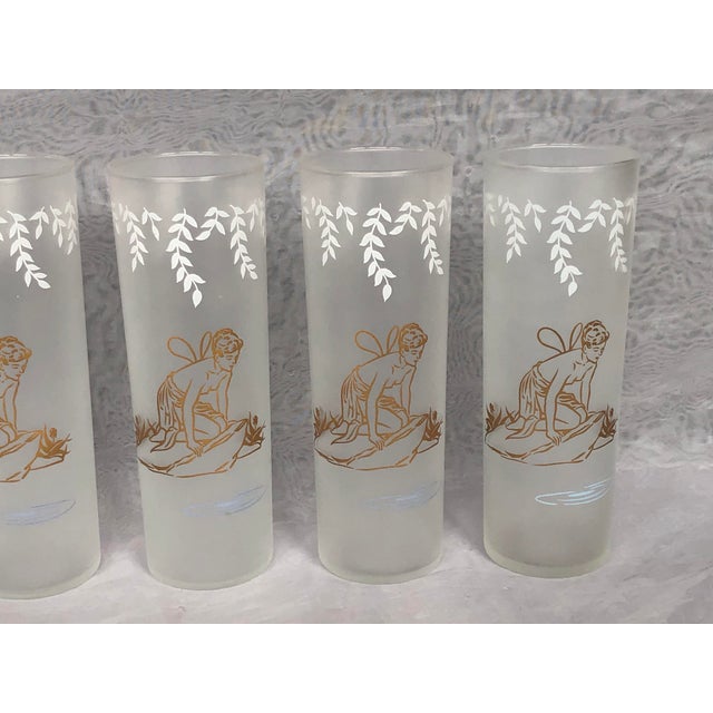 Vintage 1960s Libbey Glassware White Rock Fairy Frosted Tom Collins