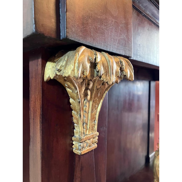 Italian Empire Mahogany and Parcel Gilt Console with Mirror and Carrara Marble Top For Sale - Image 9 of 18