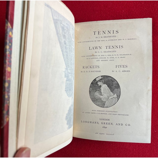 Red Fine Red Leather Binding - "Tennis, Rackets, Fives" - First Edition Book by J. M. Heathcote, London 1890 For Sale - Image 8 of 18