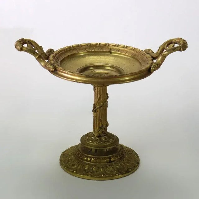 Antique Gilt Bronze Tazza With Fluted Column C1880 For Sale - Image 4 of 9