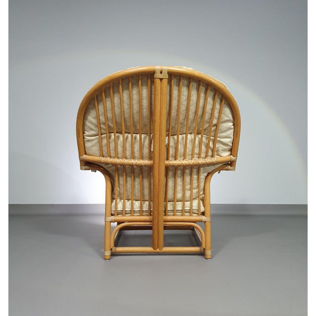 Rattan Bamboo Lounge Chair with Cushions, 1970s For Sale - Image 13 of 18