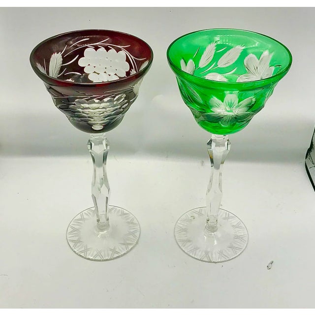 How to toast to the Christmas Season this year? These antique crystal wine goblets red and green are as festive as it...