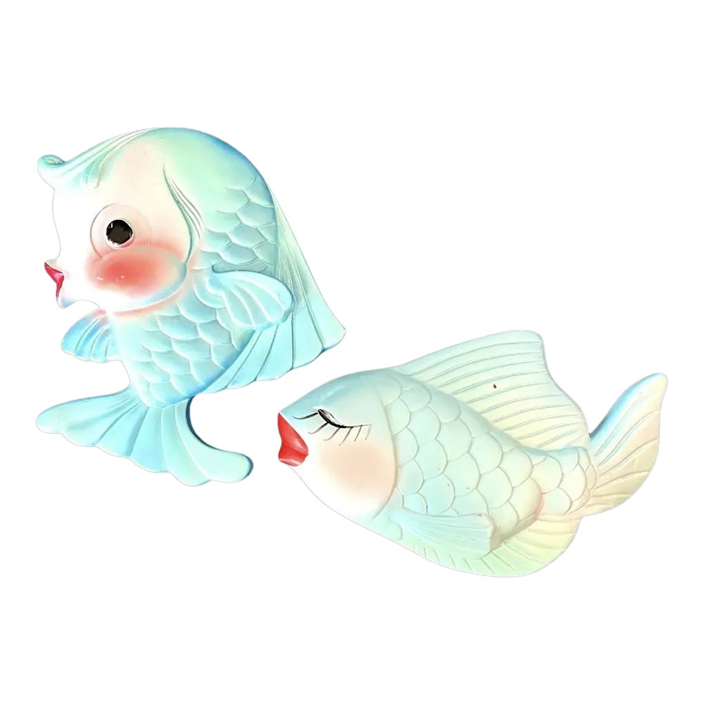 絵画　魚　2つセット Vintage 1971 Miller Studio Chalkware Set of Fish- 2 Pieces