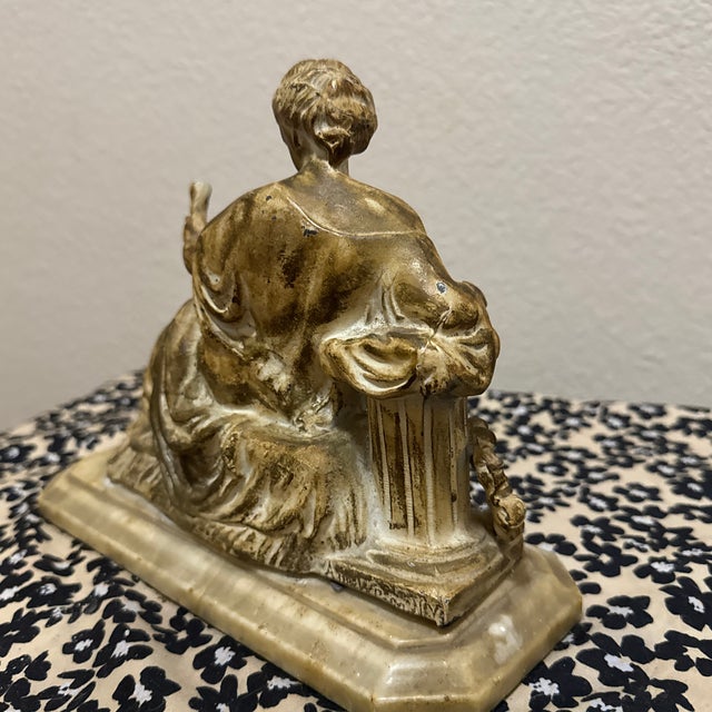 Metal Antique 19th Century Gilt Neo-Classical Seated Woman For Sale - Image 7 of 9