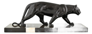 M. Leducq, Art Deco Panther, 1930, Metal on Marble Base