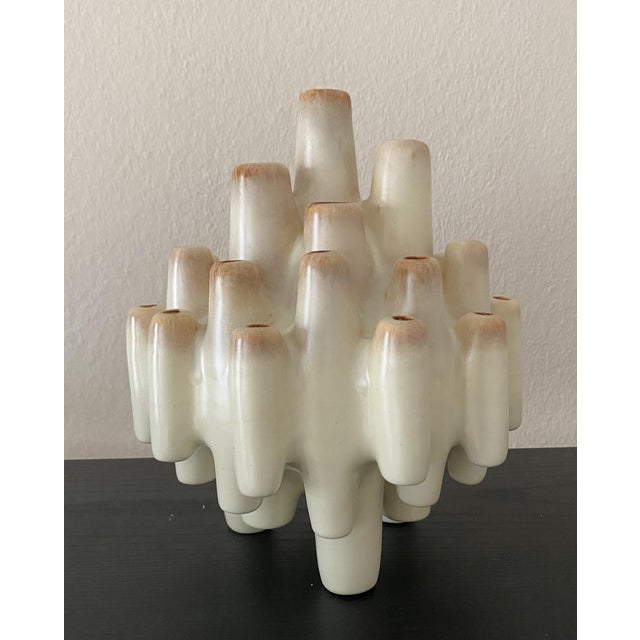 Coral-Shaped Italian Sculptural Beige Ceramic Vase attributed to Bertoncello, 1960s For Sale - Image 6 of 18