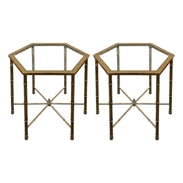 Pair of Attributed Mastercraft Brass Bamboo Form Side Tables. u.s.a. 1970's. For Sale