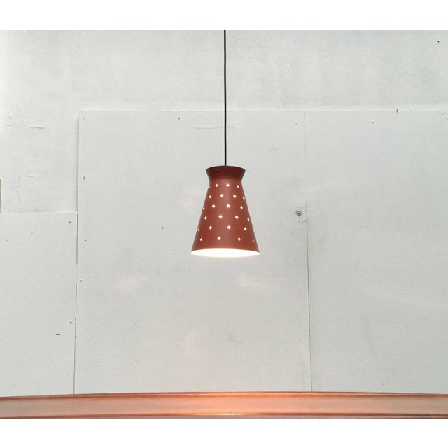 Mid-Century Perforated Metal Pendant Lamp, 1960s, Set of 3 For Sale - Image 5 of 18