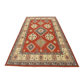 Kazak Rug 9’2” X 13’5” Red Wool Tribal Hand-Knotted Oriental Carpet For Sale