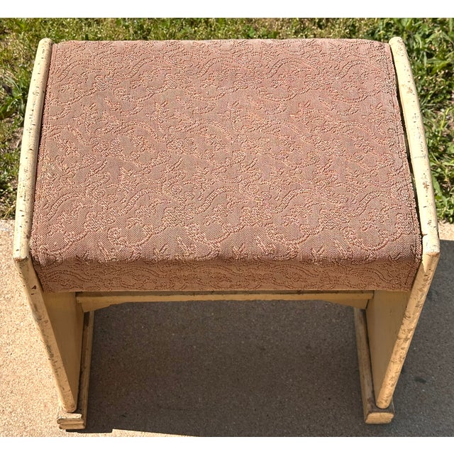 Wood 1940s Primitive Folk Art Peter Hunt Foot Stool Bench For Sale - Image 7 of 17