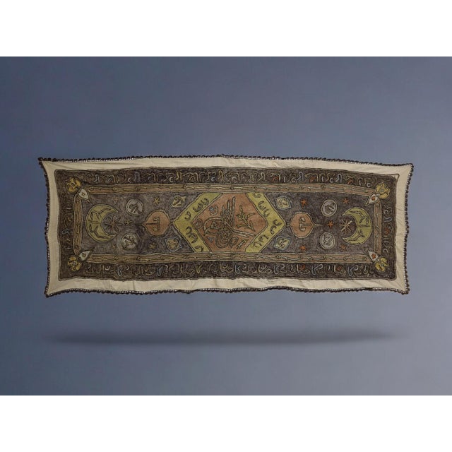 Metallic Thread Embroidered Wall Hanging, 1930s For Sale - Image 6 of 16