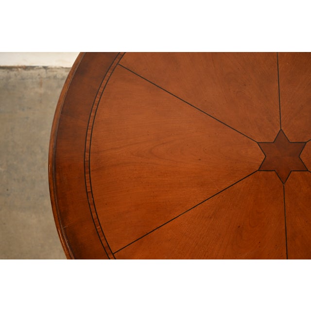 Hekman Georgian Banded Cherry Wood Pedestal Drum Side Table or Tea Table, Circa 1980s For Sale - Image 12 of 15