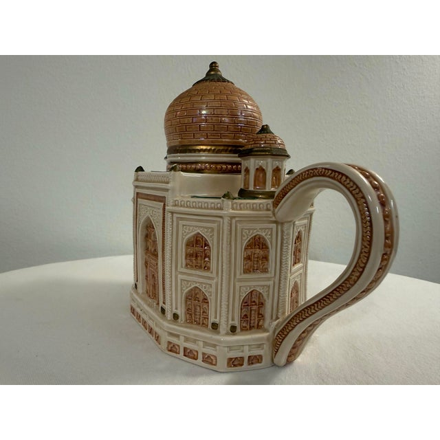 A rare vintage Fitz & Floyd “The Taj Mahal” ceramic teapot from the celebrated Famous Landmarks / Special Teas Collection,...