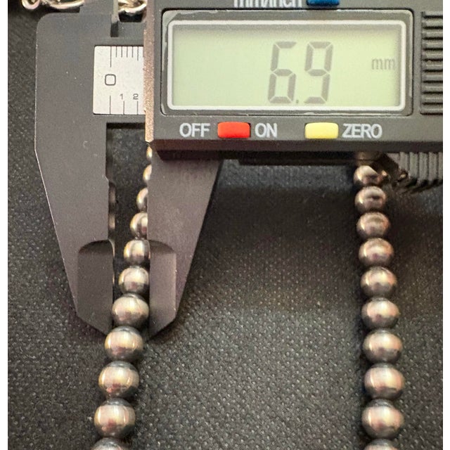 Metal Sterling Silver Navajo Pearl Beaded Necklace 22in Long 6.9mm Beads For Sale - Image 7 of 11