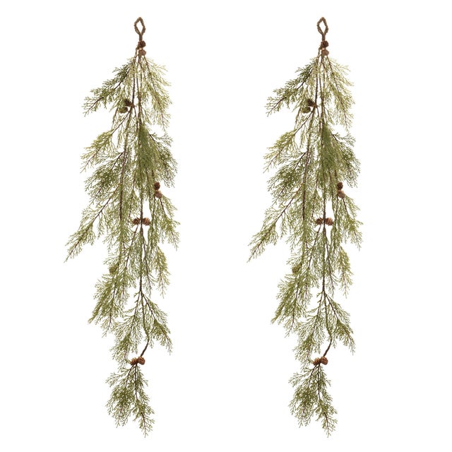 Rustic Pine and Pinecone Garland (Set of 2) For Sale - Image 3 of 3