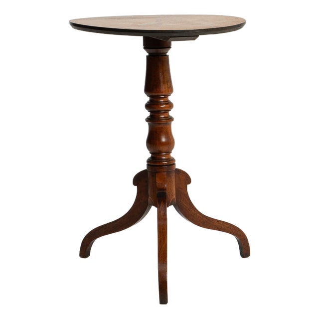 French Inlaid Wooden Side Table with Round Top, Circa 1900 For Sale