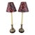 1990s Frederick Cooper Brass Candlestick Buffet Lamps With Paisley Shades - A Pair For Sale