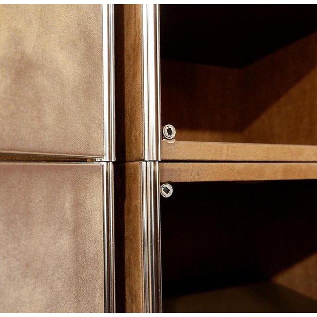 Wardrobes in Brown Suede and Metal by Guido Faleschini, 1960s, Set of 2 For Sale - Image 4 of 13