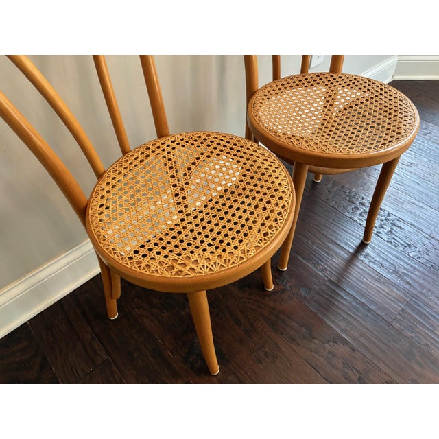 1960s Vintage 1960s Mid-Century Radomsko Thonet Style "Sweetheart" Bentwood Cane Chairs - A Pair For Sale - Image 5 of 17