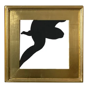 Her Silhouette #4 Black + White Painting on Canvas Framed in Gold