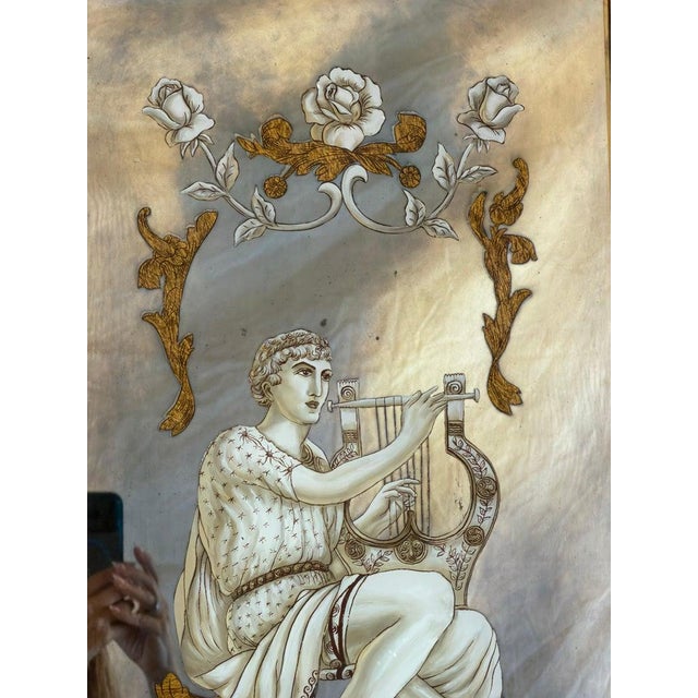 1930s Neoclassical Reverse Painted Mirror Panels, Early 20th Century For Sale - Image 5 of 10