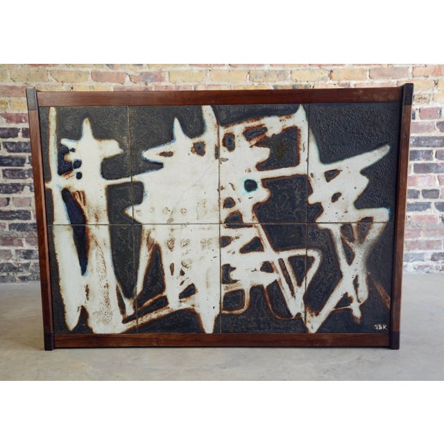 Wood Danish Modern Rosewood Coffee Table With Abstract Tile Top For Sale - Image 7 of 7