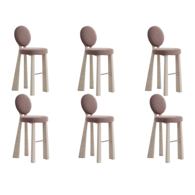 Mauve Mary II Bar with Upholstered Legs Chairs by Ottiu, Set of 6 For Sale - Image 8 of 8