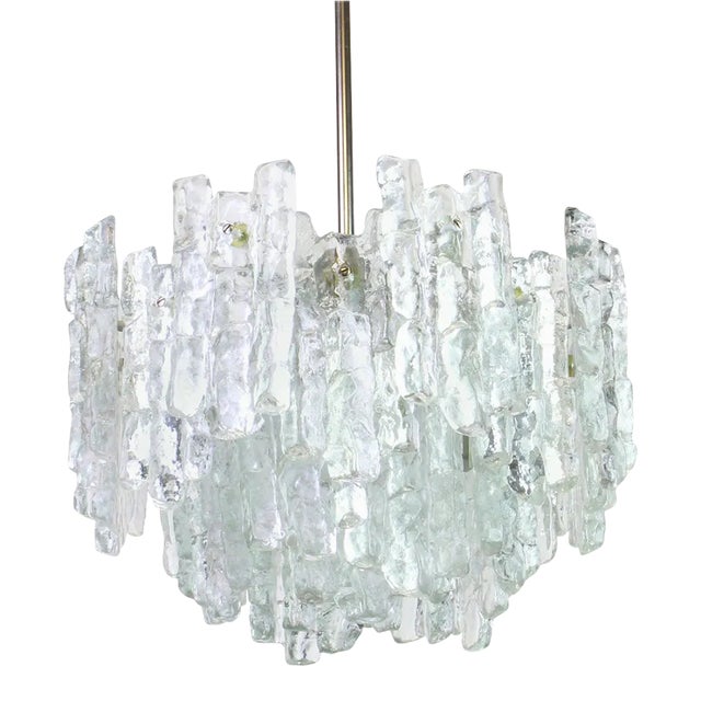 Large Murano Ice Glass Chandelier by Kalmar, Austria, 1960s For Sale