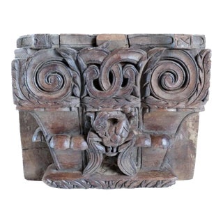 Anglo Indian Teak Architectural Pilaster Capital For Sale