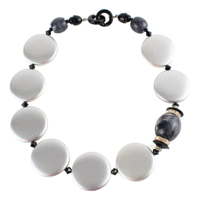 Angela Caputi Pearlized Silver Resin Necklace For Sale