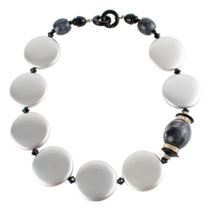 Angela Caputi Pearlized Silver Resin Necklace