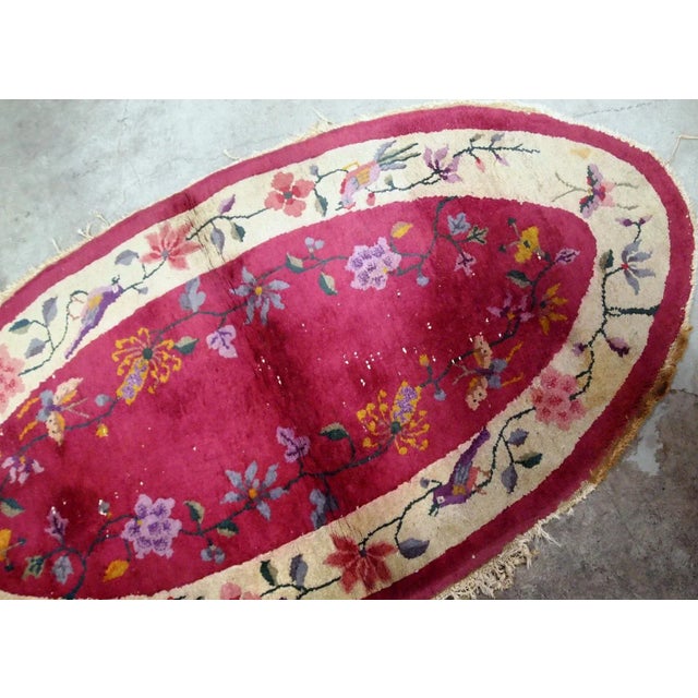 Textile 1920s Handmade Antique Art Deco Chinese Rug 2.7' X 4.10' For Sale - Image 7 of 8
