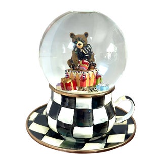 Mackenzie Childs Christmas Holiday Collectible Teddy Bear & Toys Snow Globe For Sale